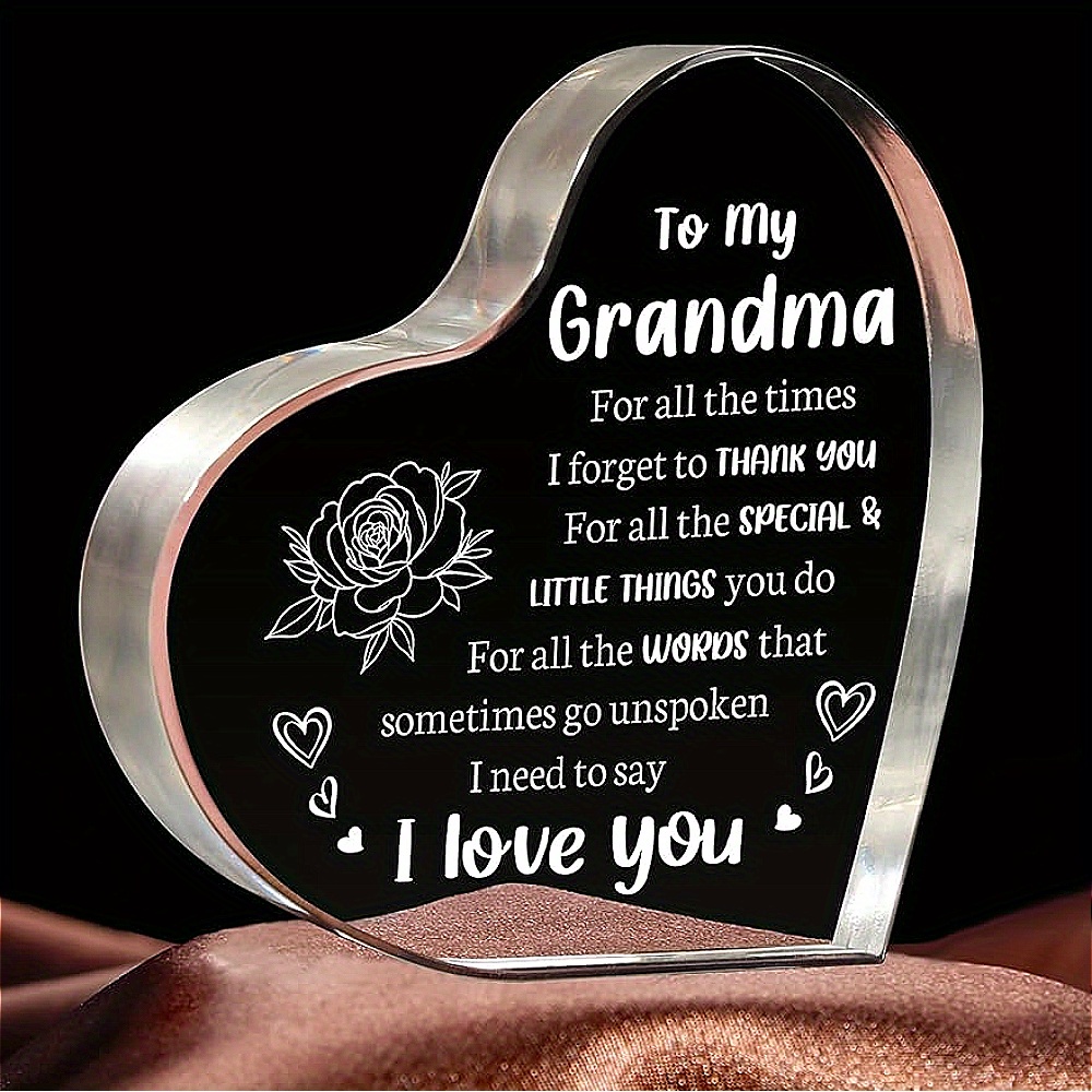 

Gifts For Grandma, Birthday Gifts - Acrylic Keepsake, I Love You Grandma, Mother's Day Gifts From Granddaughter, Valentine's Day Christmas Gifts For Grandma Grandmother