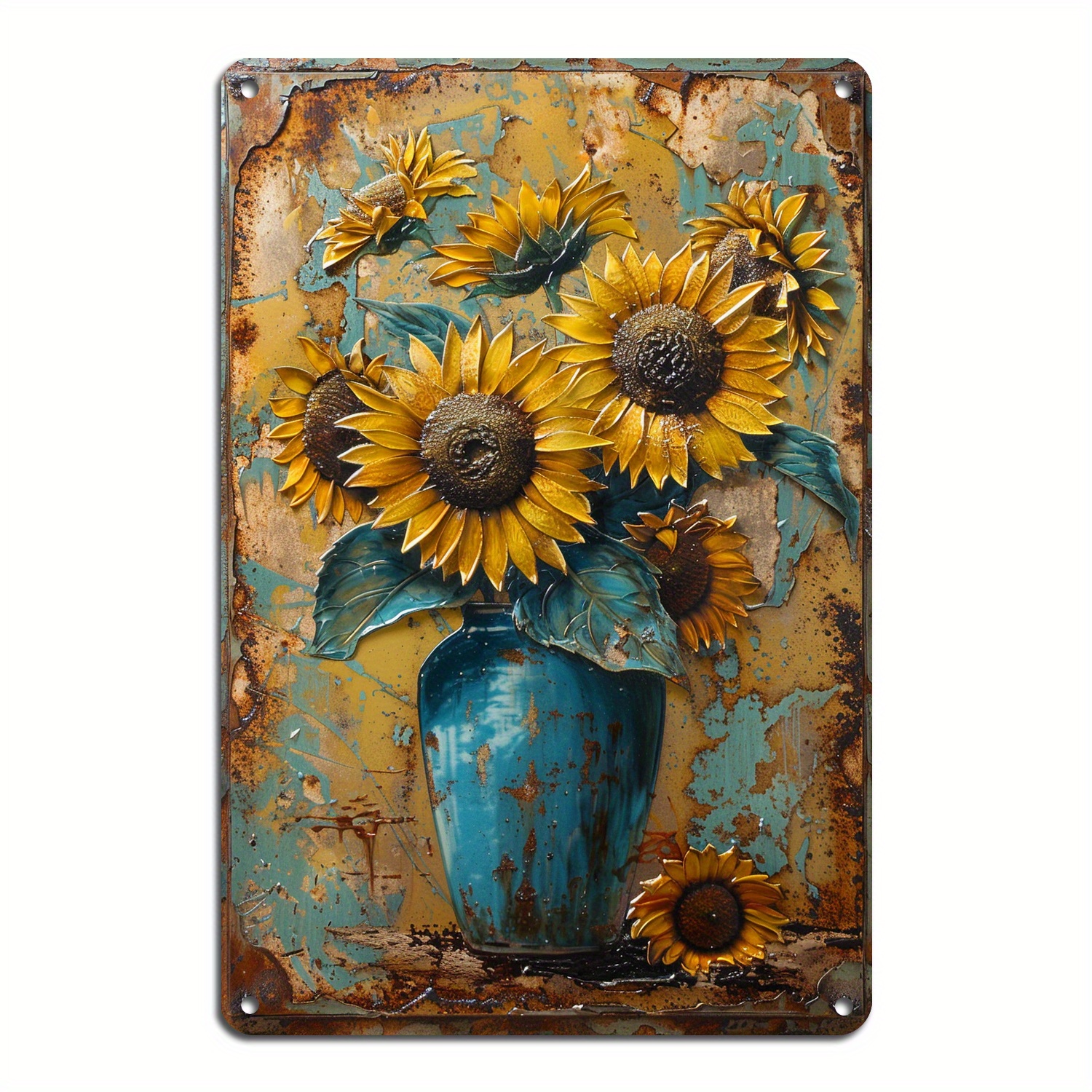 

8x12inch Yellow Sunflower Vintage Metal Tin Sign Farmhouse Kitchen Wall Country Home Decor Coffee Bar Signs Gifts Garden Decoration