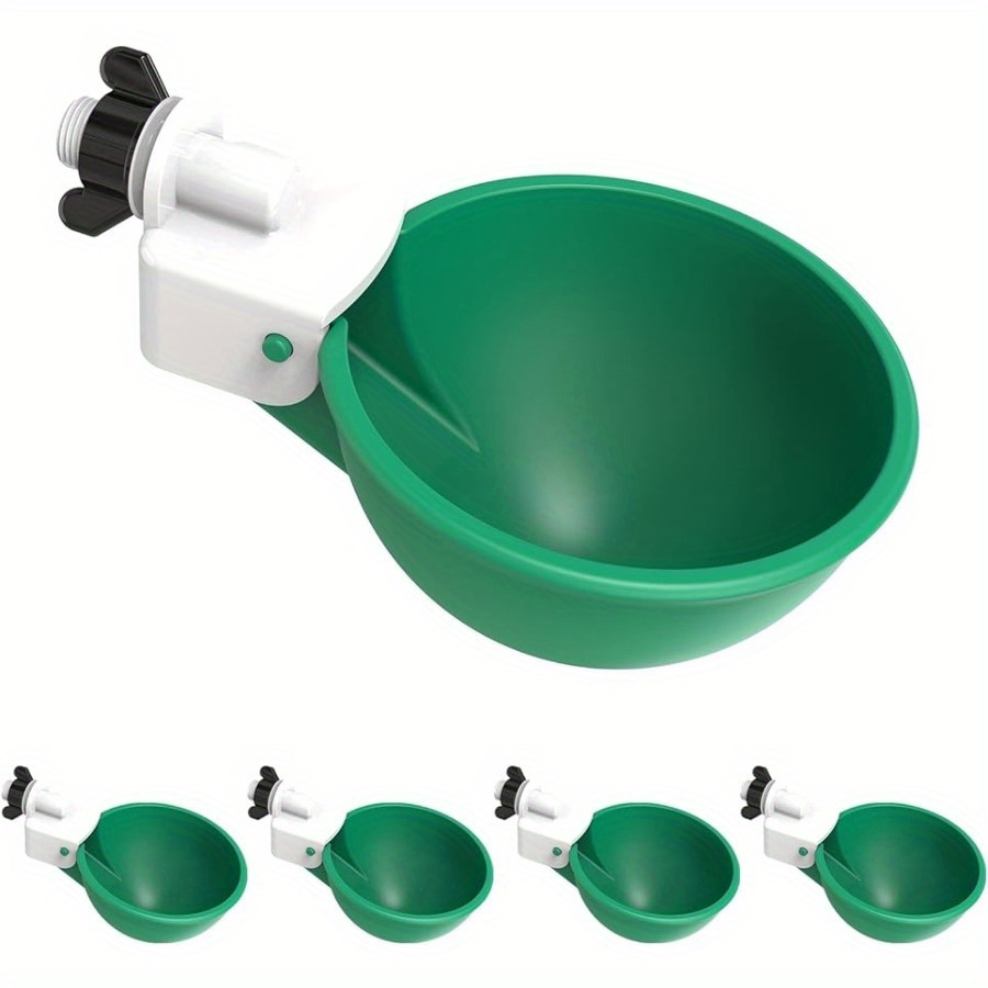 

5pcs Green Large Cups With Anti-leak Nuts And Washers, Poultry Water Feeder