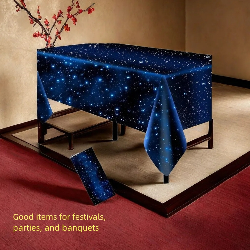 1pc2pc3pcs   banquet goodies disposable peva starry sky tablecloth thickened waterproof activity party disposable plastic tablecloth details 1