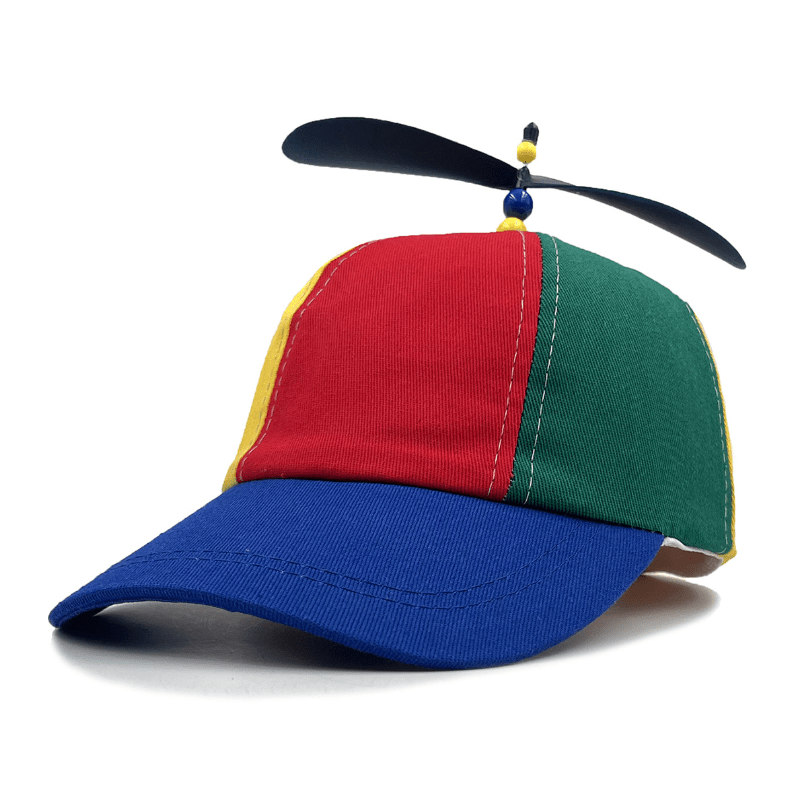 

Colorful Bamboo Dragonfly Baseball Cap - Adjustable Propeller Hat, Retro Anime Style, Rainbow Dad Cap For Women & Men, Detachable Fun Helicopter Design, 1 Size Fits All