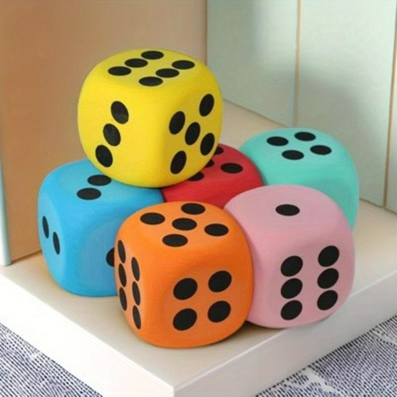 

6pc, 38mm/1.5in, Colorful Eva Foam Dice, Lightweight Floating Game Pieces For Pool Parties And Outdoor Fun