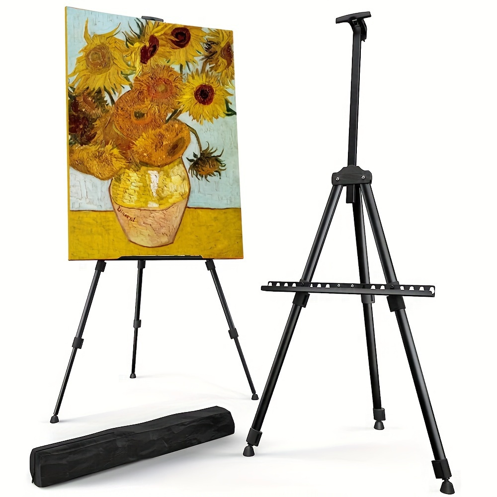 TEMU Professional Adjustable Artist Easel Stand - Heavy-duty Metal Tripod -65â Height - Canvas Holder For Tabletop, Floor & Outdoor Painting -