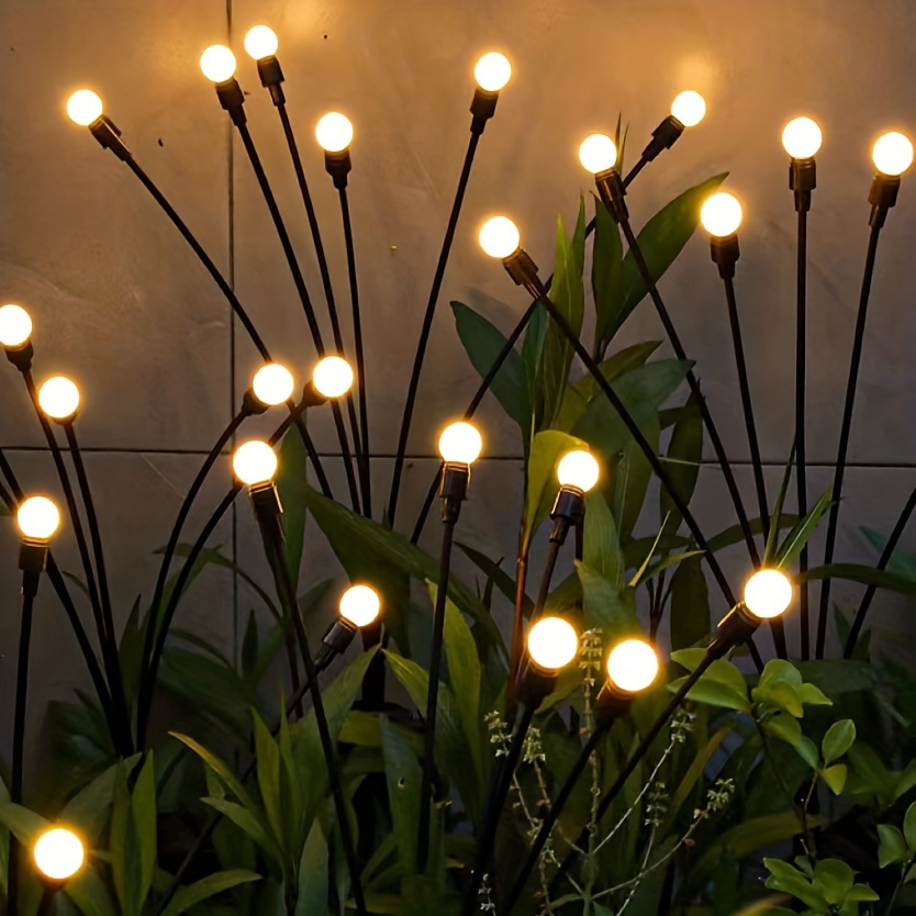 

1pc Solar Garden Firefly Light, Plastic Led Lawn Stakes, Outdoor Landscape Lighting For Holiday Decor