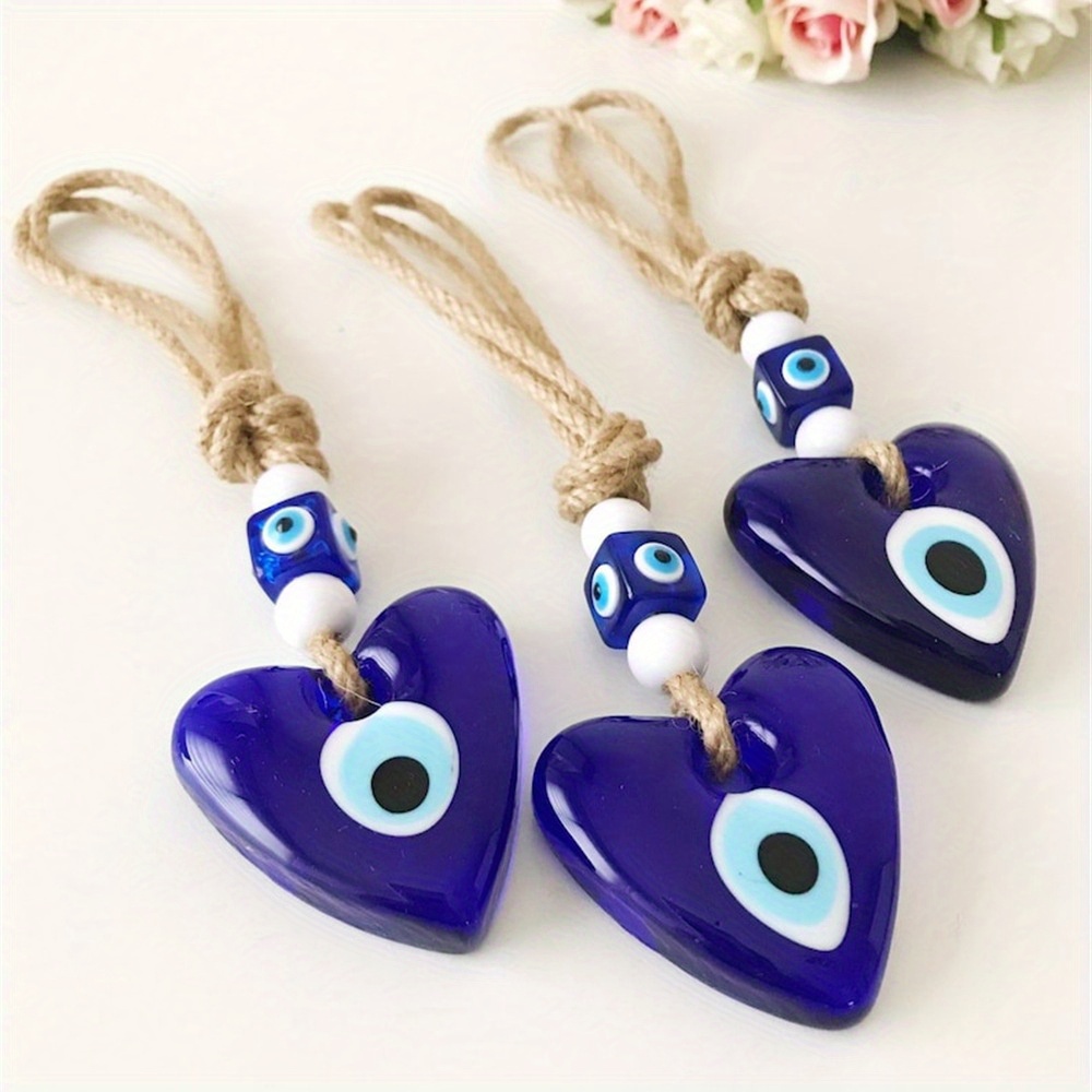 

Tyle Blue Eye Pendant Heart Shape Blue Glass Hanging Ornament Wall Decoration