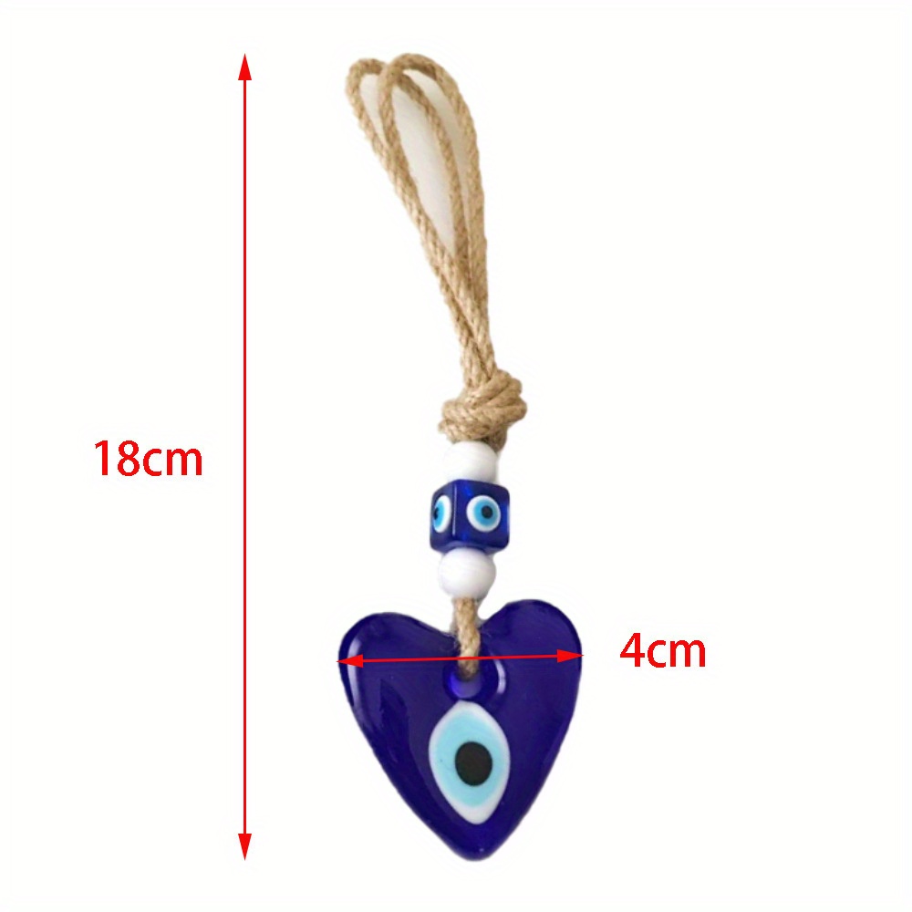 TEMU Tyle Blue Eye Pendant Heart Shape Blue Glass Hanging Ornament Wall Decoration