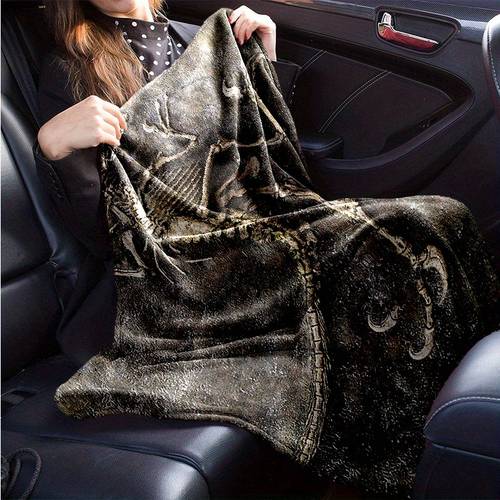 1pc Fossil Dinosaurs Pattern Flannel Blanket Car Interior Blanket For All Seasons, Cozy Warm Soft Blanket For Sofa, Bed, Travel, Camping, Living Room, Office, Couch, Chair