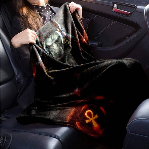1pc Anubis Flannel Blanket Car Interior Blanket For All Season Cozy Warm Soft Blanket For Sofa, Bed, Travel, Camping, Living Room, Office, Couch, Chair