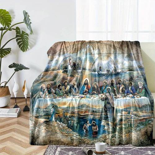 1pc Last Supper Flannel Blanket Winning Isn't Everything Car Interior Blanket For All Season Cozy Warm Soft Blanket For Sofa, Bed, Travel, Camping, Living Room, Office, Couch, Chair