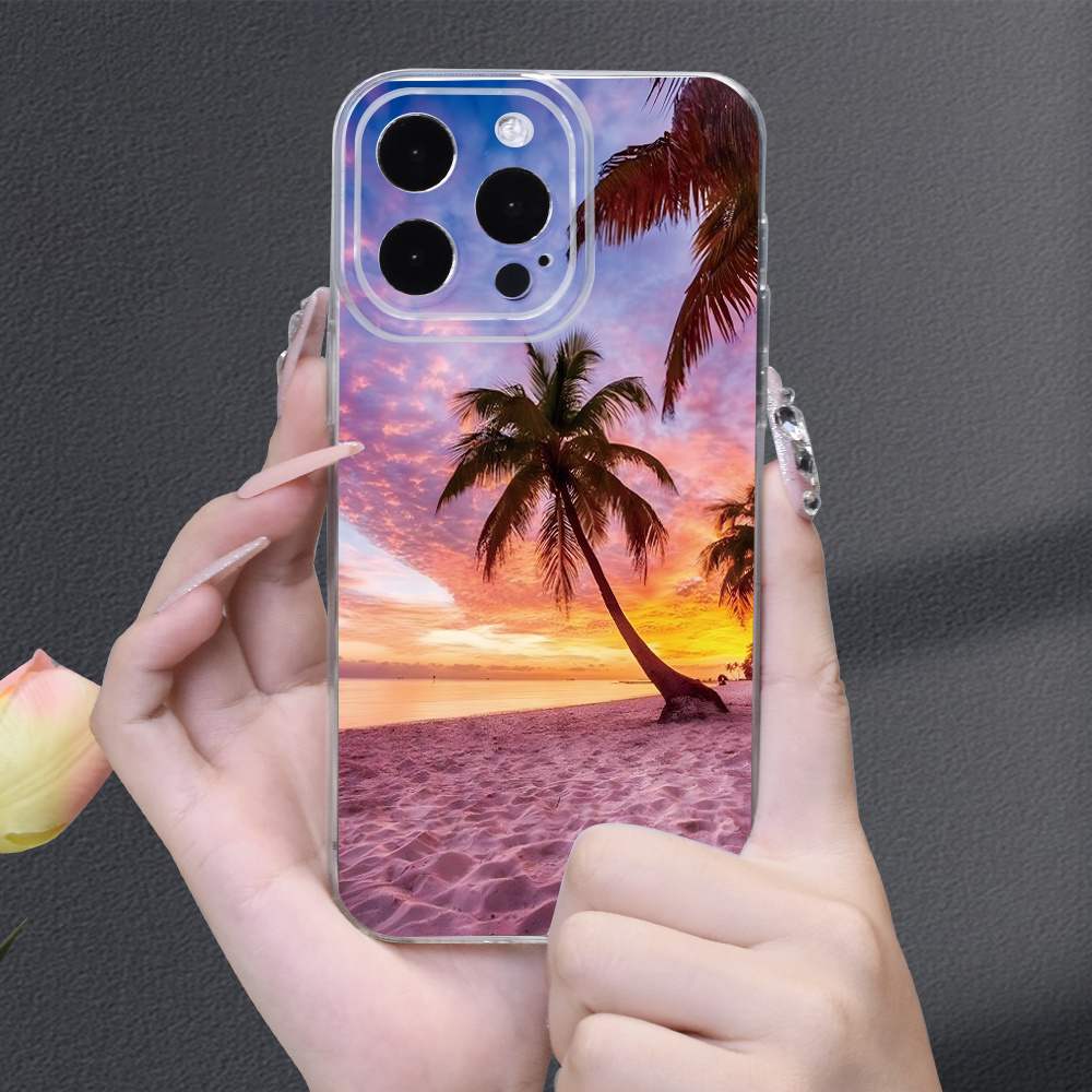 

Summer Sunset Beautiful Transparent Mobile Phone Case Anti-slip Suitable For Iphone 15/14/13/12/ Pro Max