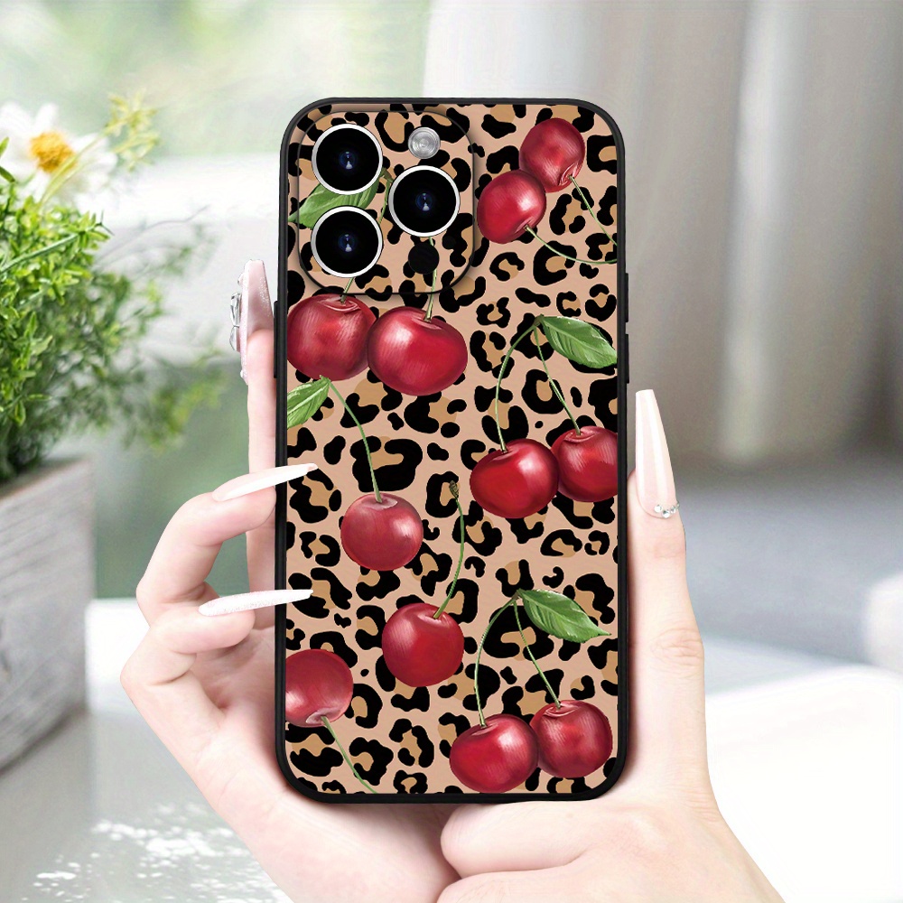 

Cherry And Leopard Print, Cute And Sexy Pattern, Frosted Anti-slip Phone Case, High-end Texture, And Simple, For 15/14/13/12/11/xs/xr/x/7/8/plus/pro/max/mini