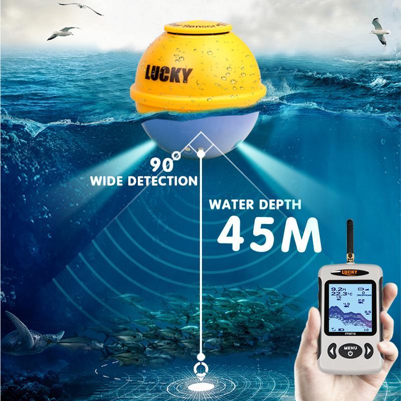Wireless Portable Fish Finder 45m 135ft Sonar Depth Sounder Alarm