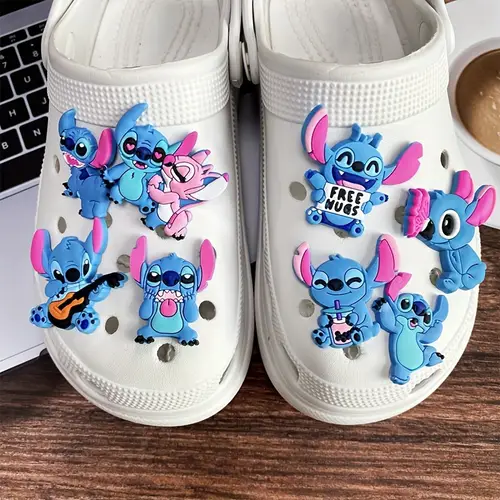 8pcs disney stitch series shoe buckles cute cartoon pattern shoe charms detachable shoe buckles decorative accessories