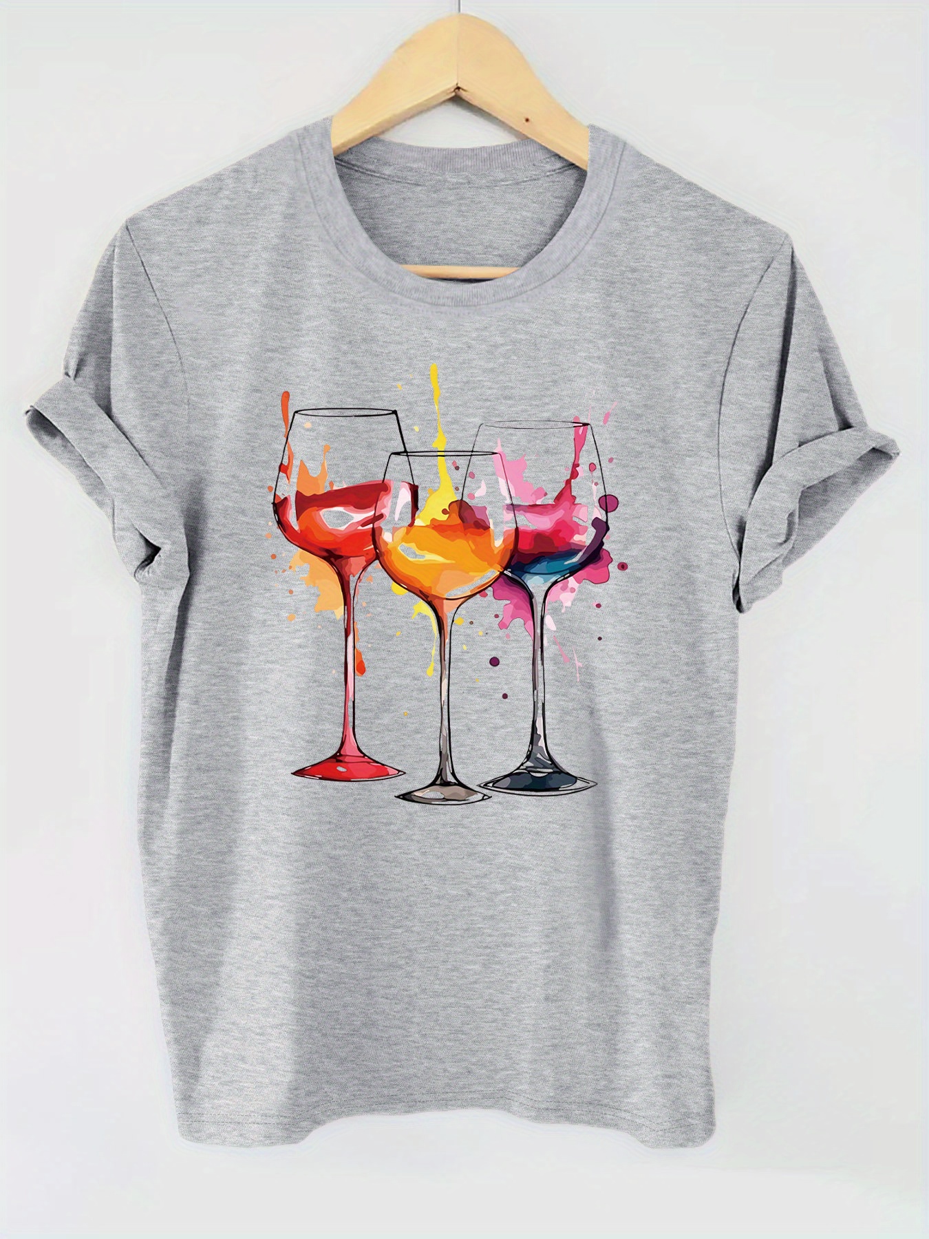 Ladies Wine Shirt FRONT PRINT/ Unisex Short Sleeve Tee Outdoor Fun