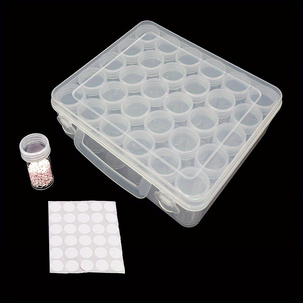 

24-slot Transparent Plastic Storage Container For 5d Diamond Painting Accessories - Includes Beads & Labels, Ideal For Organizing Craft Supplies, Diamond Painting Supplies