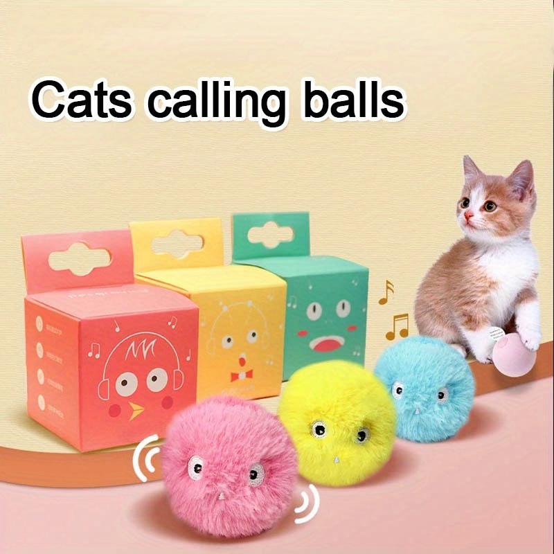 

3pcs Chirping Ball Interactive Cat Plush Toy Ball - Squeaky Sound Training Toy For Cats - Fun Pet Toy Ball For Playtime And Exercise