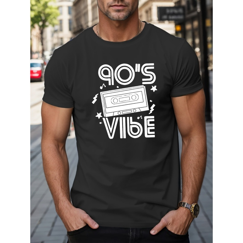 

Haut Créatif Pour Hommes, T-shirt Décontracté À Manches Courtes Et Col Rond, Vêtements Pour Hommes Pour L'été Et L'extérieur, VIBES Des Années 90, Lettre Graphique Imprimée