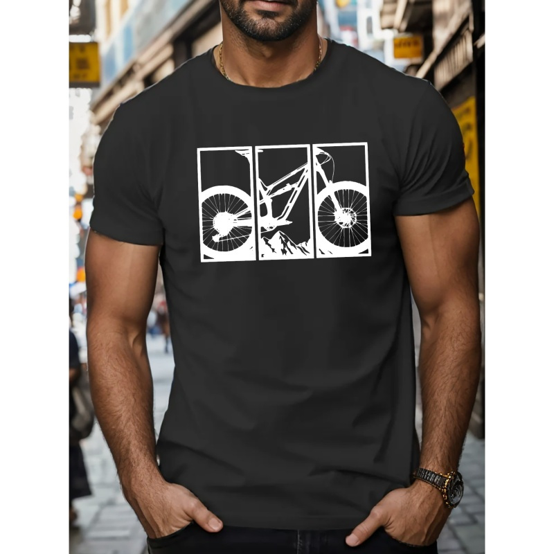 

T-shirts À Manches Courtes Imprimés De Vélo De Montagne Pour Hommes, T-Shirt Décontracté À Col Rond, T-shirt Respirant Et Confortable