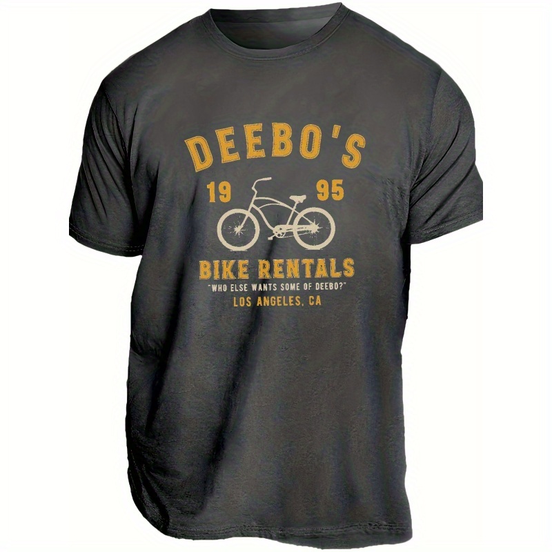 

Vintage Bike Graphic Print Men's Creative Top, Casual Short Sleeve Crew Neck T-shirt, Men's Clothing For Summer Outdoor