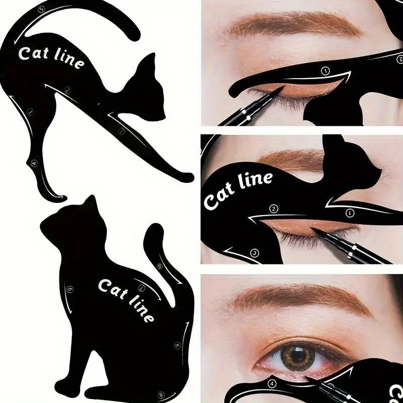 

2 Pcs Cat Shape Eyeliner Template Stencil Smoky Eyeshadow Applicators Eyeliner Material Eye Makeup Tool Kit Quick Makeup Stencil
