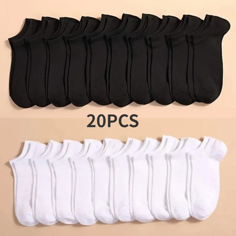 

20 Pairs Of Pairs Of Men's Solid No Show Socks, Comfy Breathable Sweat Resistant Anti-odor Invisible Socks For Men's Wearing
