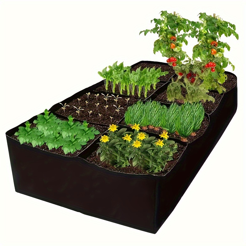 

1 Pack, 128 Gallon Garden Bed With 8 Grids Breathable Planter For Growing Vegetables, Potatoes, And Flowers Rectangle Planting Container For Outdoor And Indoor Gardening