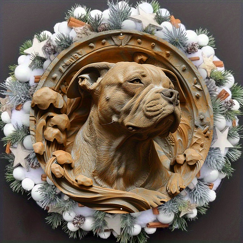 

1pc 8x8inch(20cm X 20cm) Aluminum Metal Sign 2d Flat Circular Wreath Logo, Dormitory Decoration Valentine's Day Gift Hippie Themed, American Staffordshire Terrier, Suitable For Various Scenarios