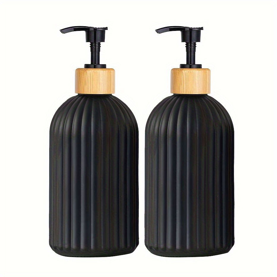 

2pcs Matte Black Refillable Soap Dispenser - Convenient Hand And Dish Soap Bottle For Bathroom And Kitchen - Stylish Home Decor And Organizer