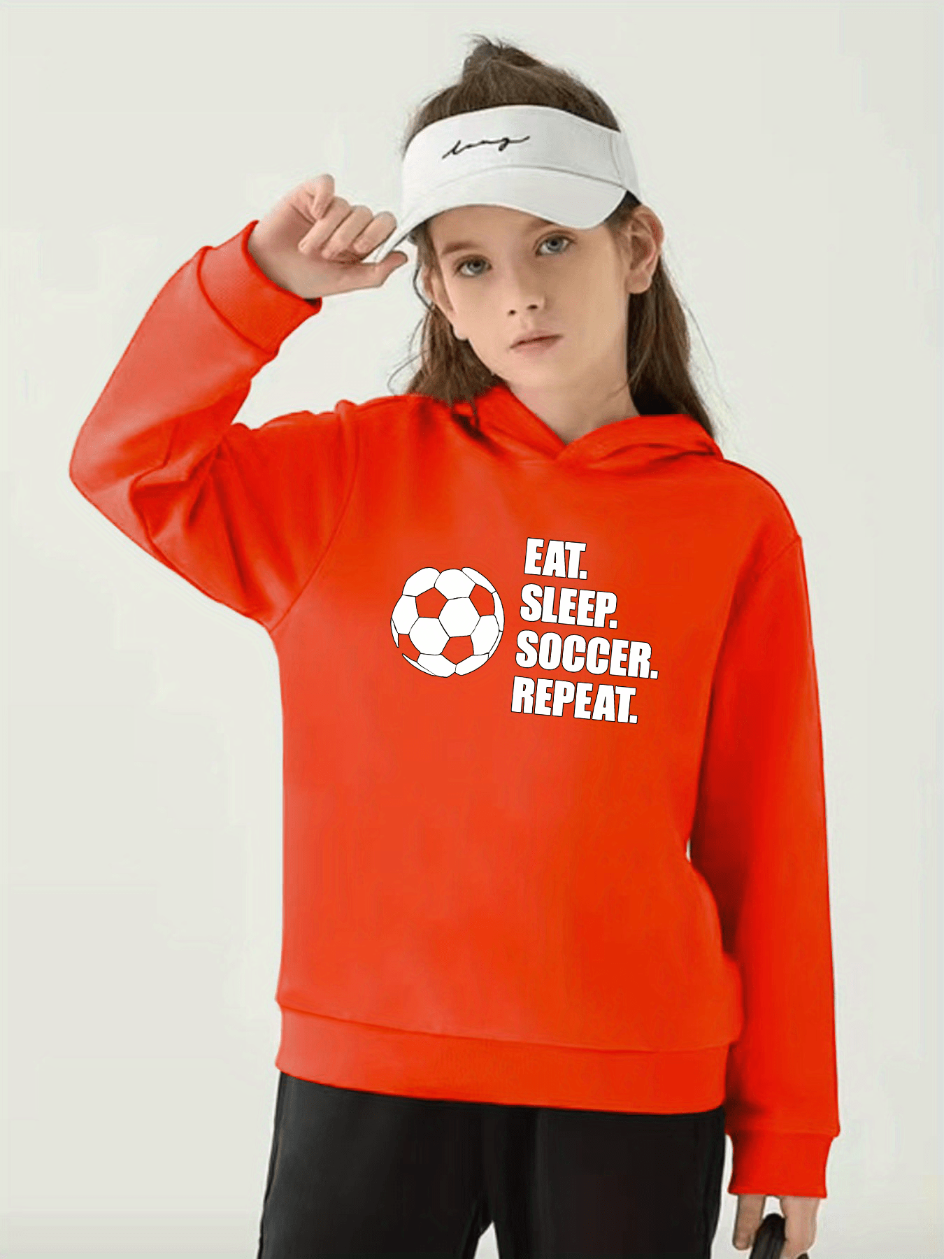 Eat Sleep Soccer Repeat Graphic Print Girls Slightly Flex Temu New