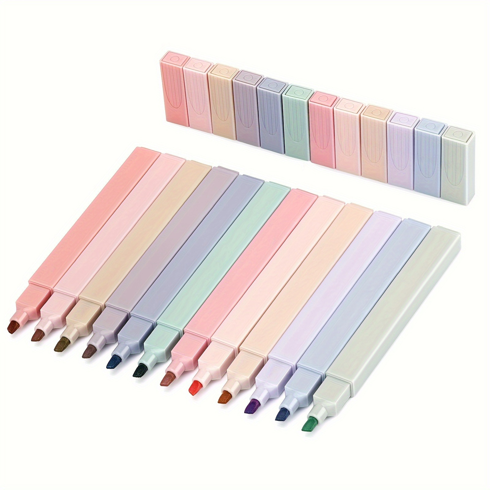 

12pcs Pens Morandi Color Fluorescent Pen, Soft Head Marker Pen, Eye Protection Color Marker Pen, Fluorescent Pen