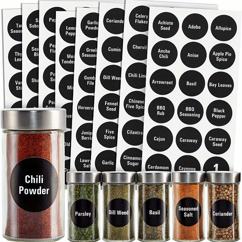 

144pcs, Kitchen Round 1.5 Inch Spice Jar Labels Preprinted, Chalkboard Seasoning Spice Labels Stickers + Numbers For Kitchen Organization And Storage (water Resistant)