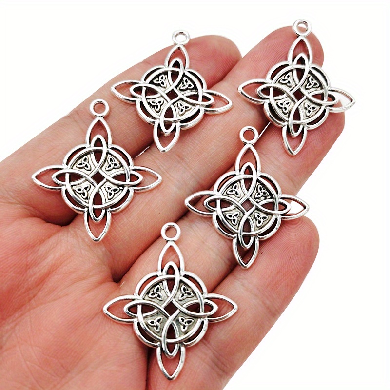 

5pcs Antique Silvery Color Knot Charms Geometric Pendant For Diy Necklace Earrings Jewelry Making