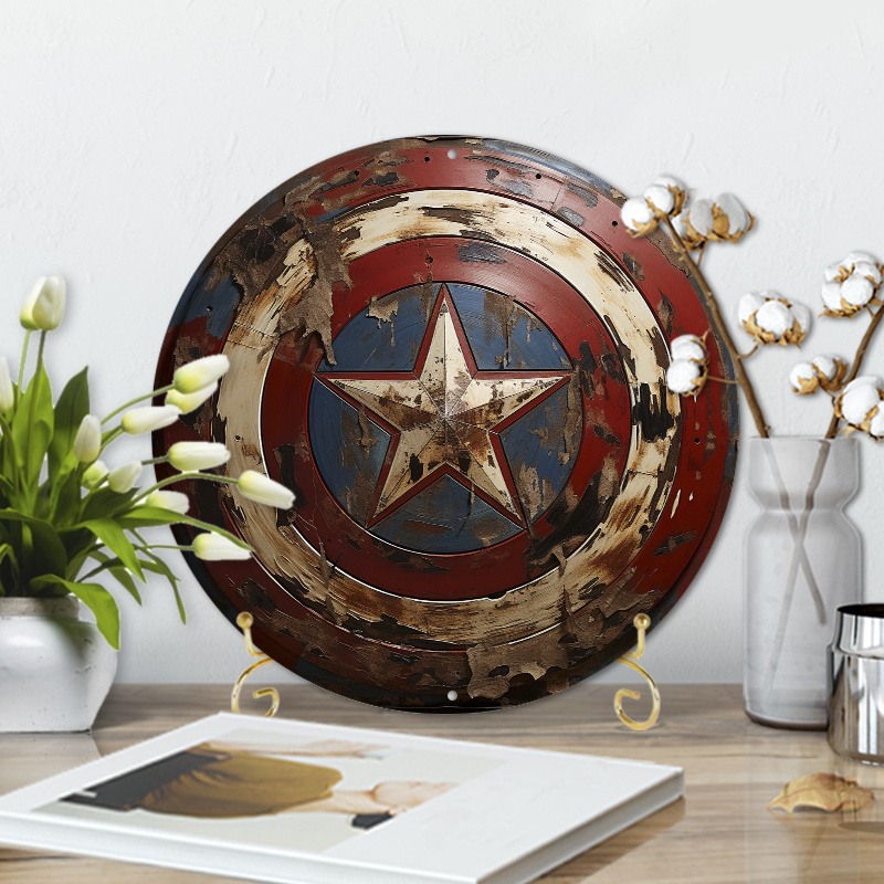 

1pc 8x8inch Summer Aluminum Metal Sign Star Defender Wall Art Americana Htnltd V1 Sbr Capta (3)for Home Decor, Wall Decor, Metal Wreath Sign, Door Decor