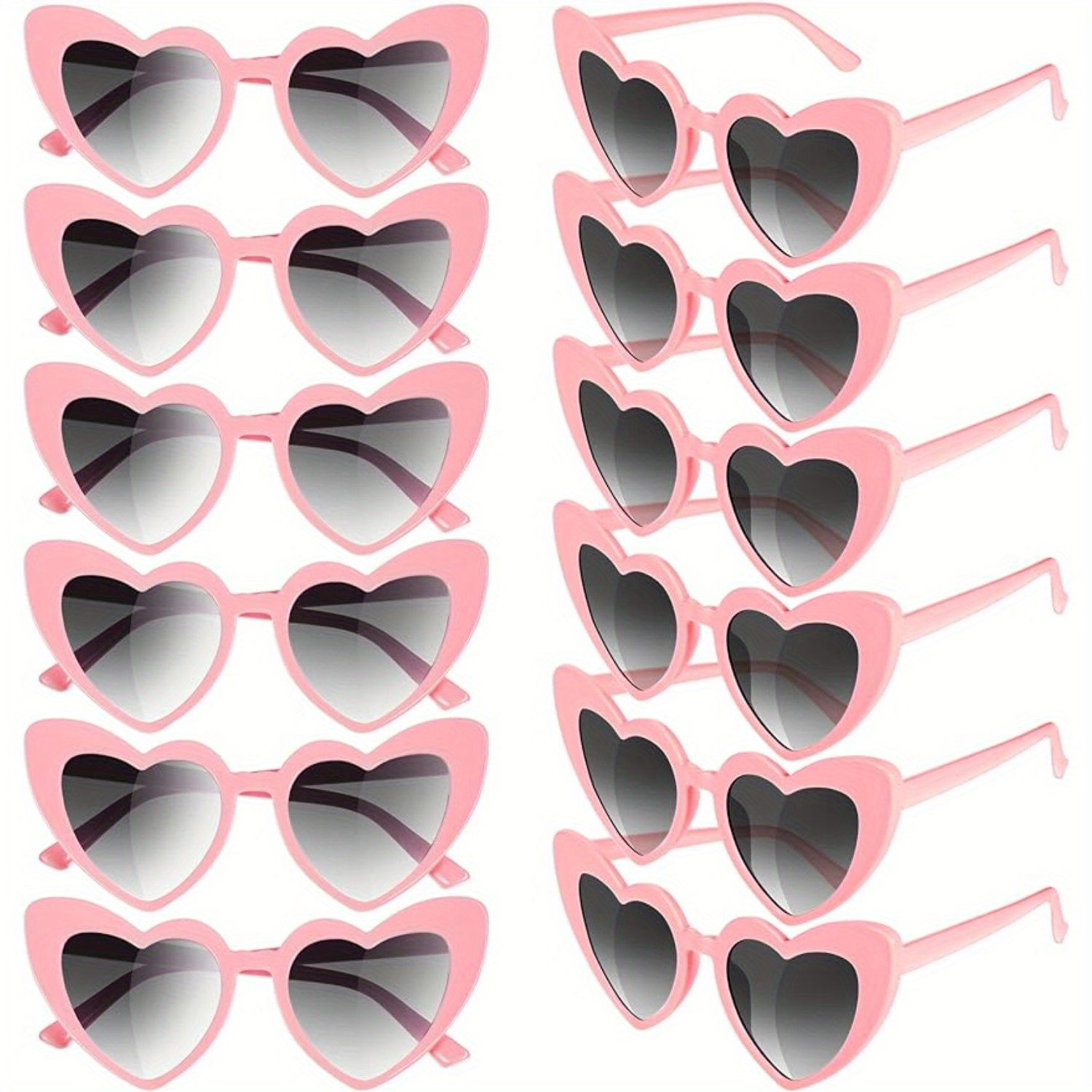 

12 Pcs Heart Shaped Sunglasses Bachelorette Heart Sunglasses Cat Mod Retro Eyeglasses For Women Wedding Party