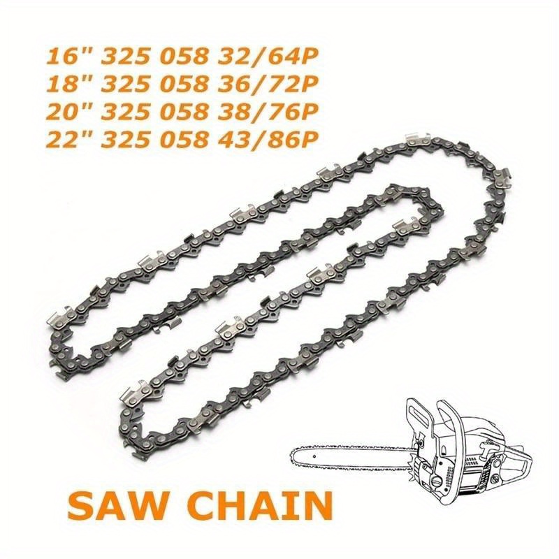 

1pc Premium Round Corner Saw Chain, 16" 325 058 64dl/ 18" 72dl/ 20" 76dl/ 22" 86dl, Durable Replacement Chainsaw Chain