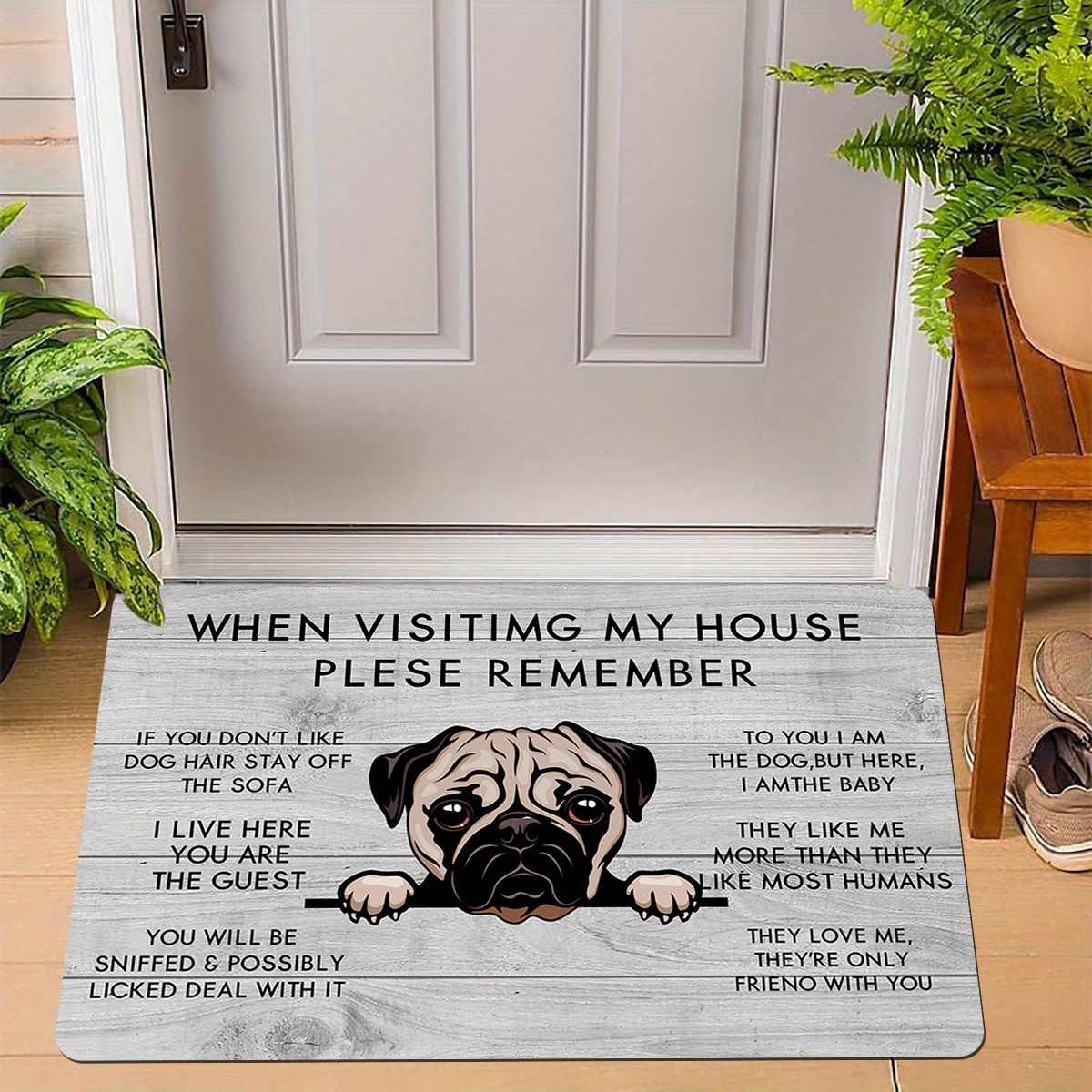 

1pc Doormat, Stain Resistant Lightweight Non Slip, For Dog Lovers, Home Decor, Funny Dog Rug