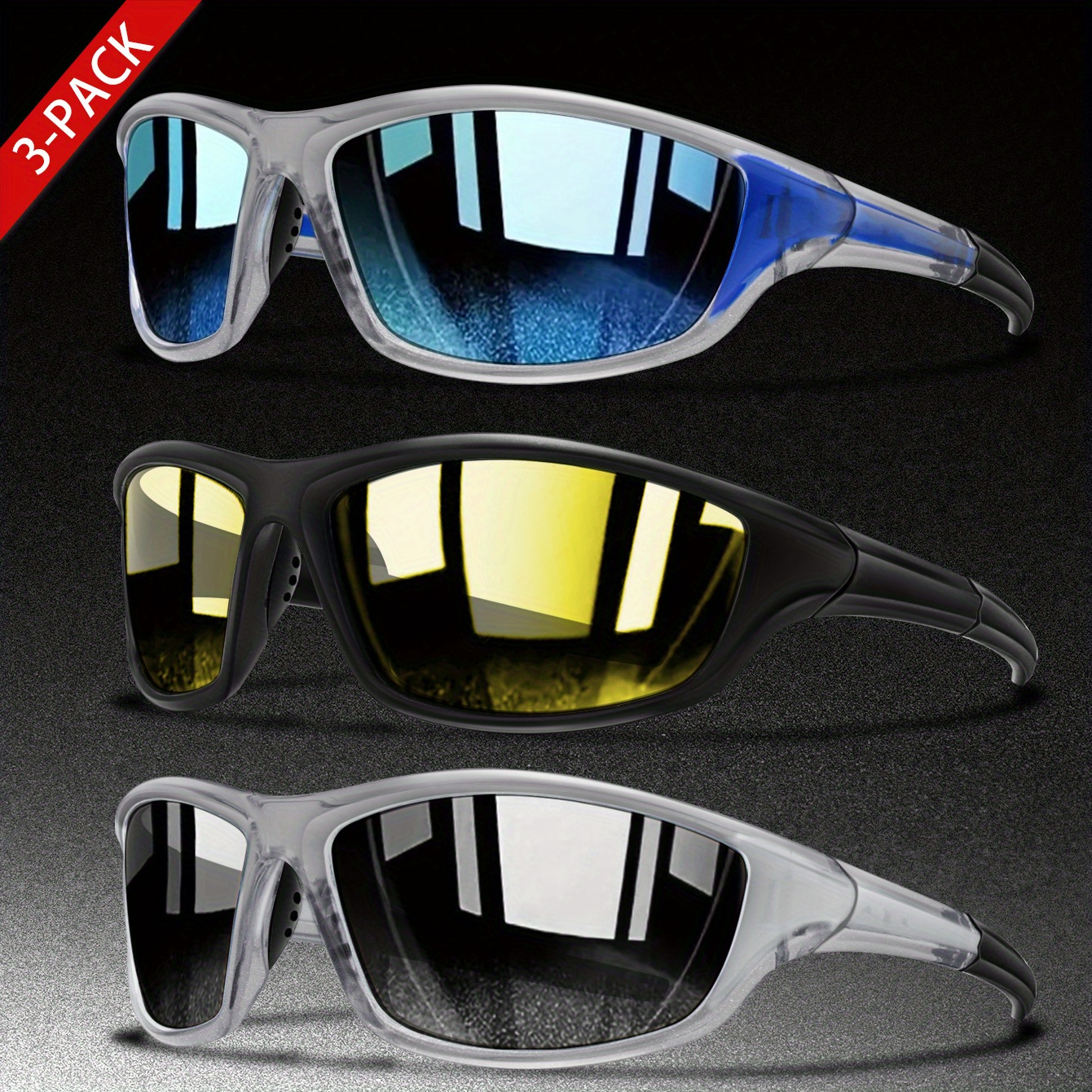 3pcs Polarized Sunglasses, Perfect For Outdoor Sports, Biking, Cycling,  Running, Fishing & Hunting