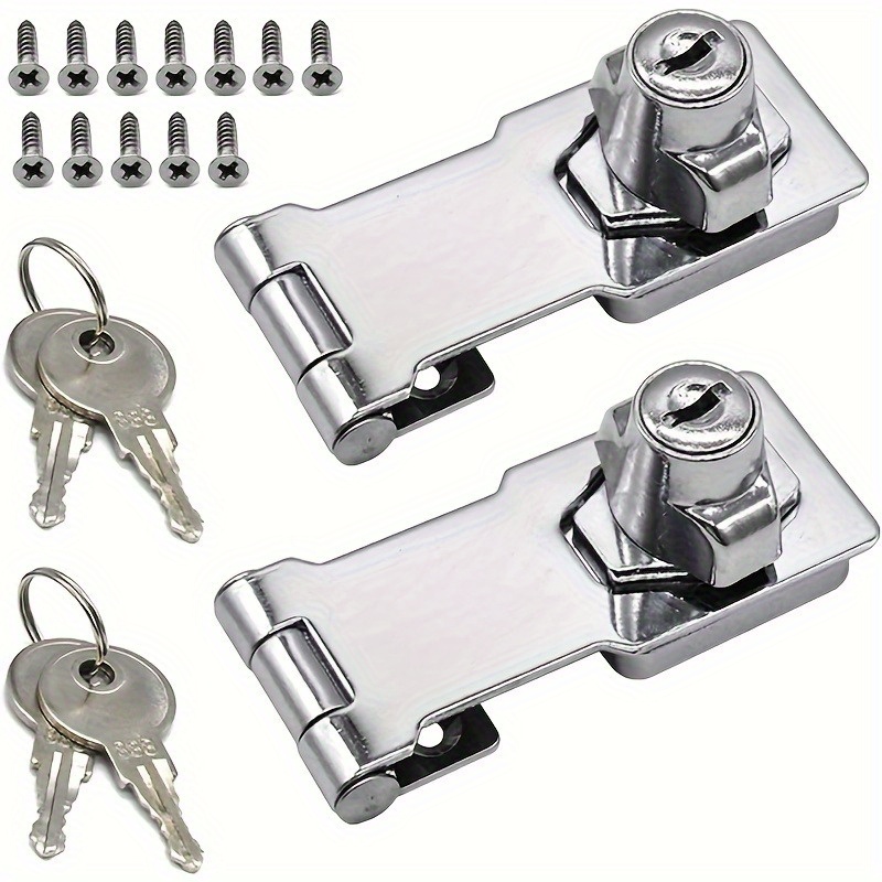 

1 Set 2-in-1 Locks With Lock Plates, Thickened Office Desk File Cabinet Locks, Wardrobe Locks, Ninety-degree Hasp Locks For Shops & Stores & Hotels