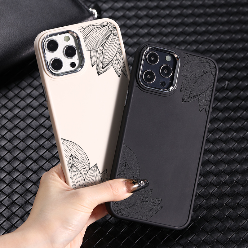luxury vintage silicone black white lotus phone case - Temu Mauritius