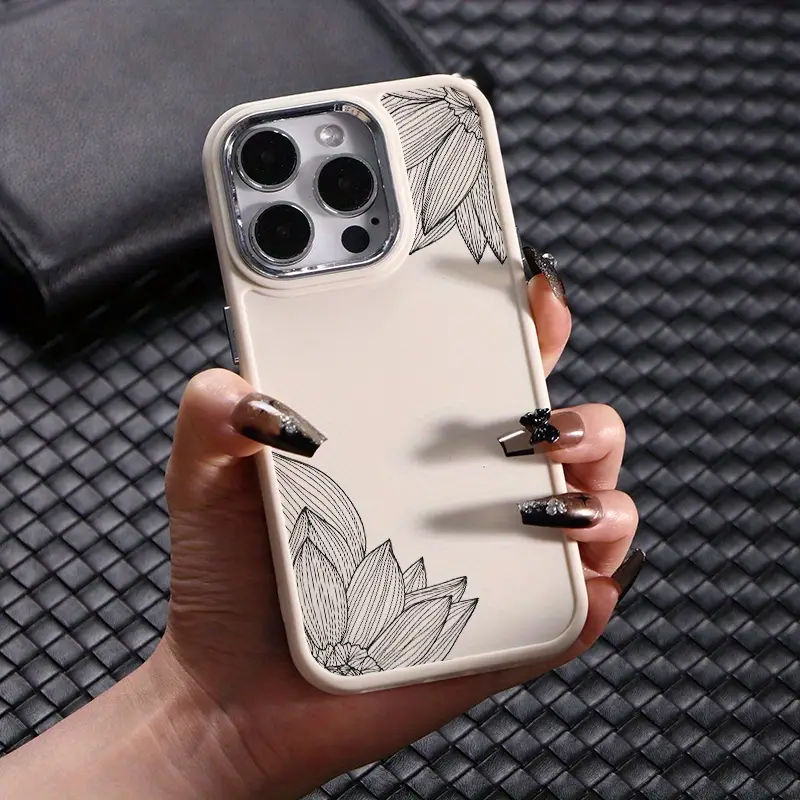 luxury vintage silicone black white lotus phone case - Temu Mauritius luxury vintage silicone black white lotus phone case - Temu Mauritius