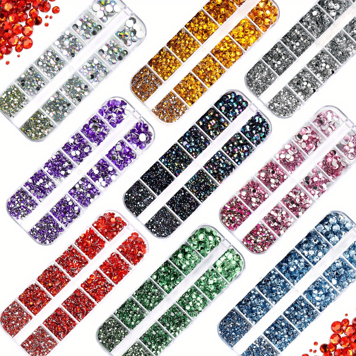 

Goldera 12-grid Crystal Rhinestones - Flat Back Acrylic Gems For Nail Art, , Clothing, Shoes & Diy Projects