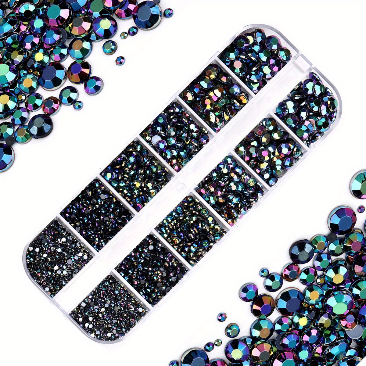 

12 Grids Crystal Rhinestones For Nails Flat Back Acrylic Nail Art Stones For 3d Nail Art Crafts, Nail Art, Clothes, Shoes, Bags & Diy Projects