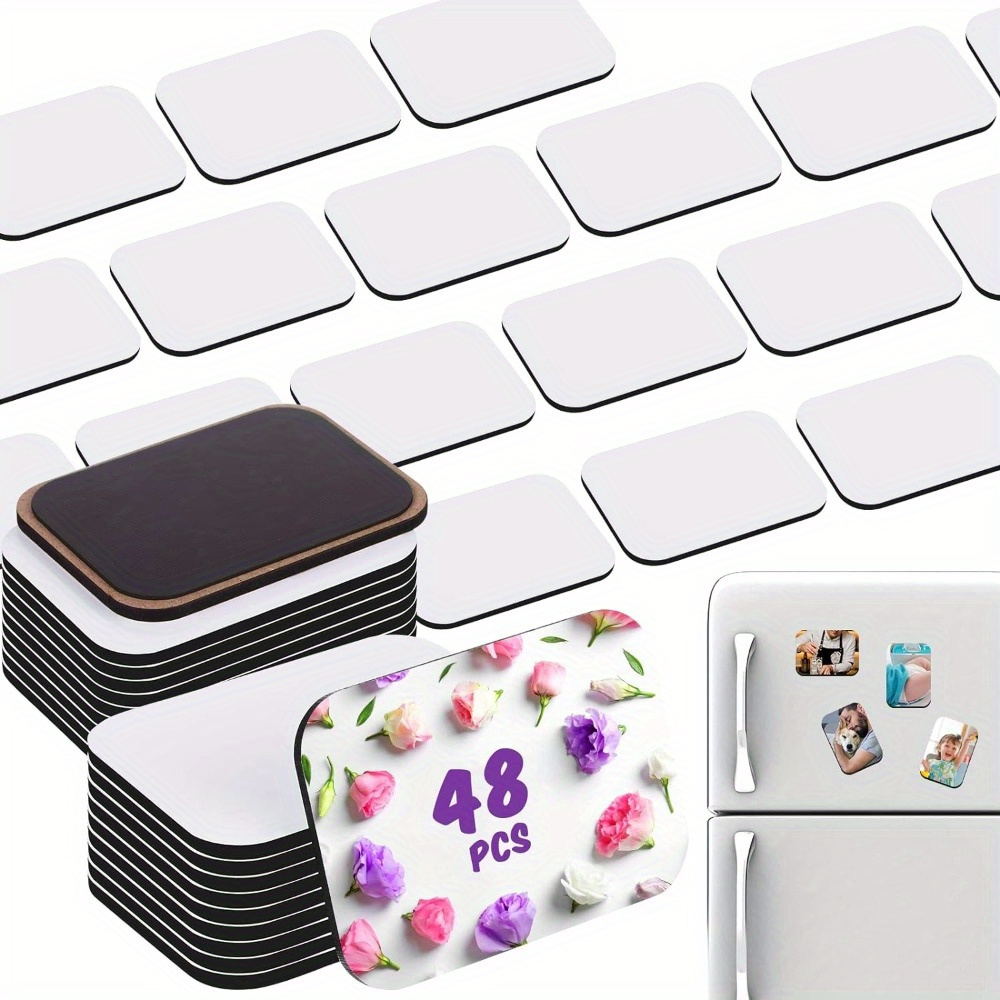 

96pcs Thick Sublimation Magnet Blanks Sublimation Blank Refrigerator Magnets With 48pcs Larger Square Blanks, 48pcs Fridge Magnets For Kitchen Microwave Oven Office Decor 2.8 X 2 Inch