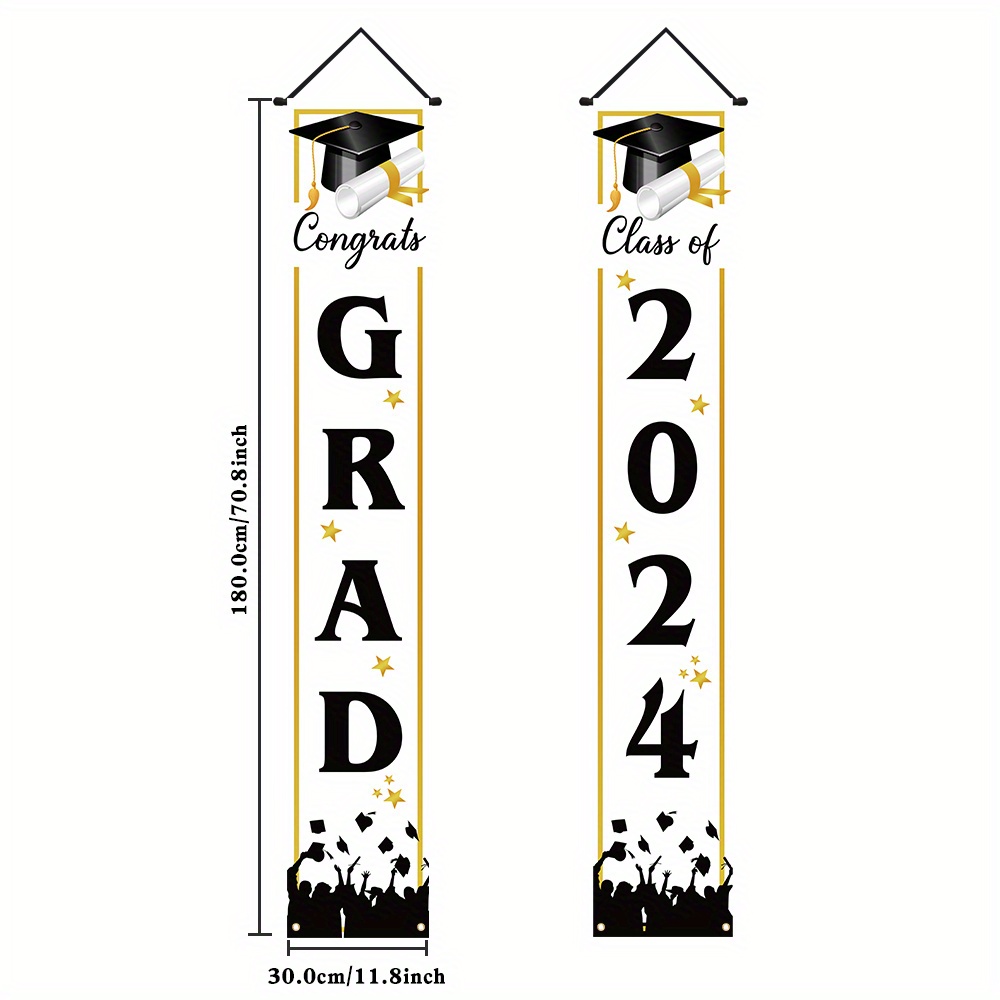 1pair, Congrats Grad Porch Party Decorations, Polyester Graduation ...