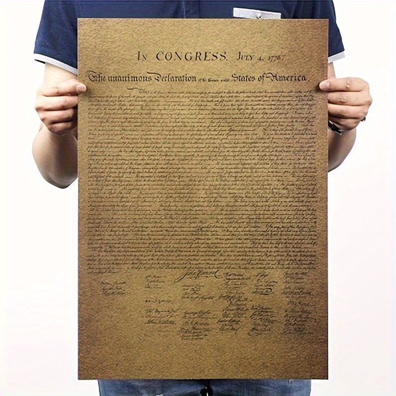 

1pc, Us Declaration Of Independence Day Paper Retro Poster Bar & Cafe Poster Room Wall Decor Poster