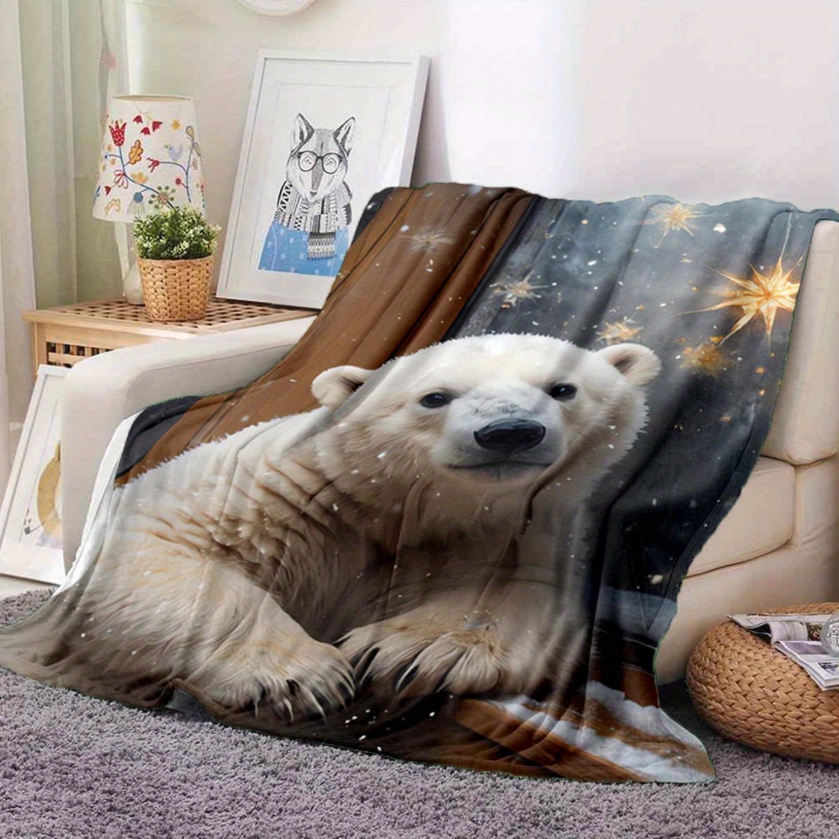 ultra soft polar bear print blanket cozy durable flannel for couch