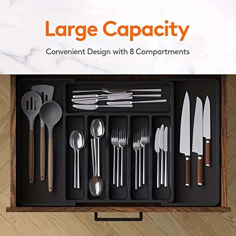 

1pc Flatware Rack, Silverware Tray, Adjustable Kitchen Utensil Storage Box, Divider Storage Rack Organizer, For Fork, Spoon And Chopstick, Kitchen Organizers And Storage, Kitchen Gadgets