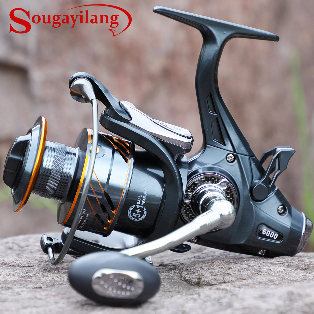 Carp Fishing Reel with Spare Spool Double Brake System Bait Feeder