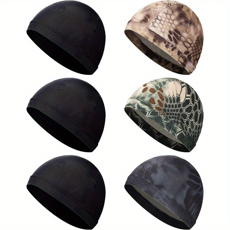 

6pcs Cooling Skull Hat For Men - Helmet Liner Sweat Wicking Beanies Hat For Cycling And Running