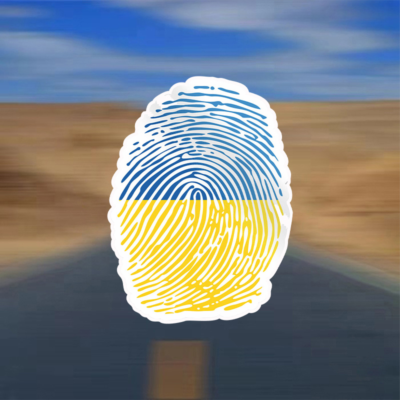 

Ukrainian Fingerprint Car Bumper Sticker, Irregular Shape Paper Decal, Single Use Self-adhesive For Plastic Surface